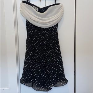 Strapless polka dot cocktail dress